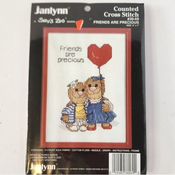 Janlynn Suzy's Zoo Cross Stitch Kit New 38-69 Friends are Precious Crafts - Picture 3 of 3